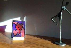 Stained glass heart tea-light