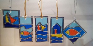 Seaside stained glass suncatcher