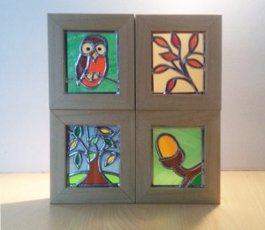 Stained glass, nature designs, framed