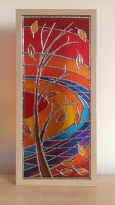 Autumn tree stained glass