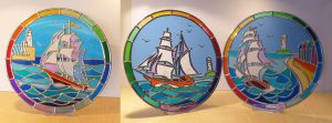 Circular Stained glass Tall Ships